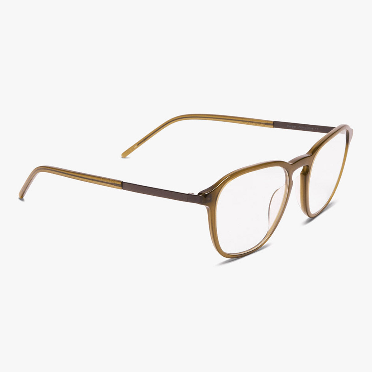 Luxreaders stylish Men's Rønne Shiny Olive Reading glasses. Made from Titanium in a Square shape.