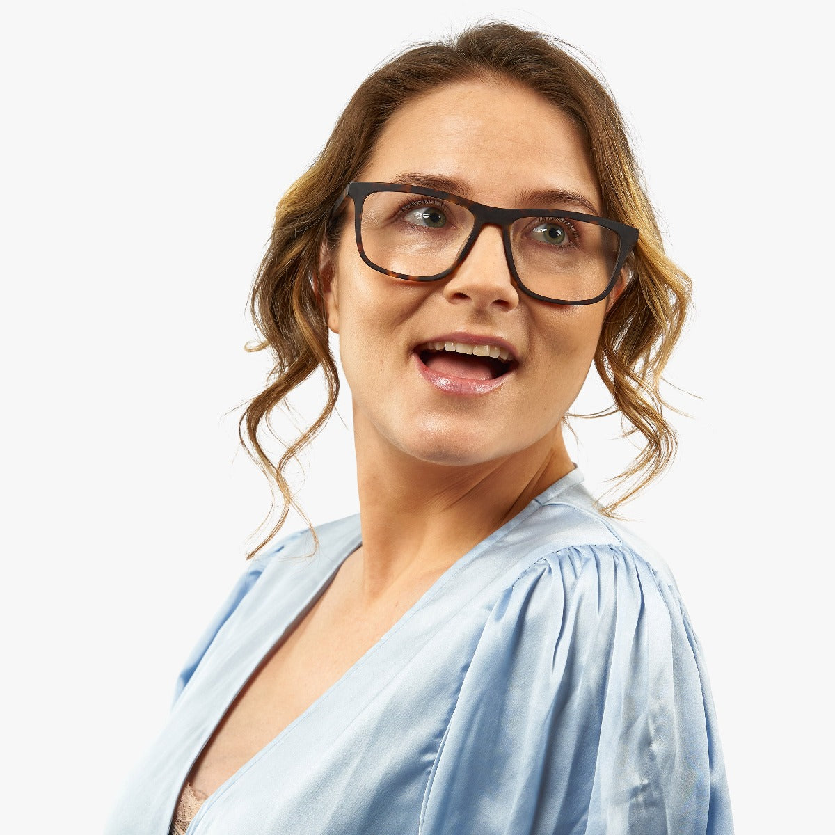 Luxreaders stylish Women's Oslo Dark Turtle Blue light glasses. Made from Acetate in a Square shape.