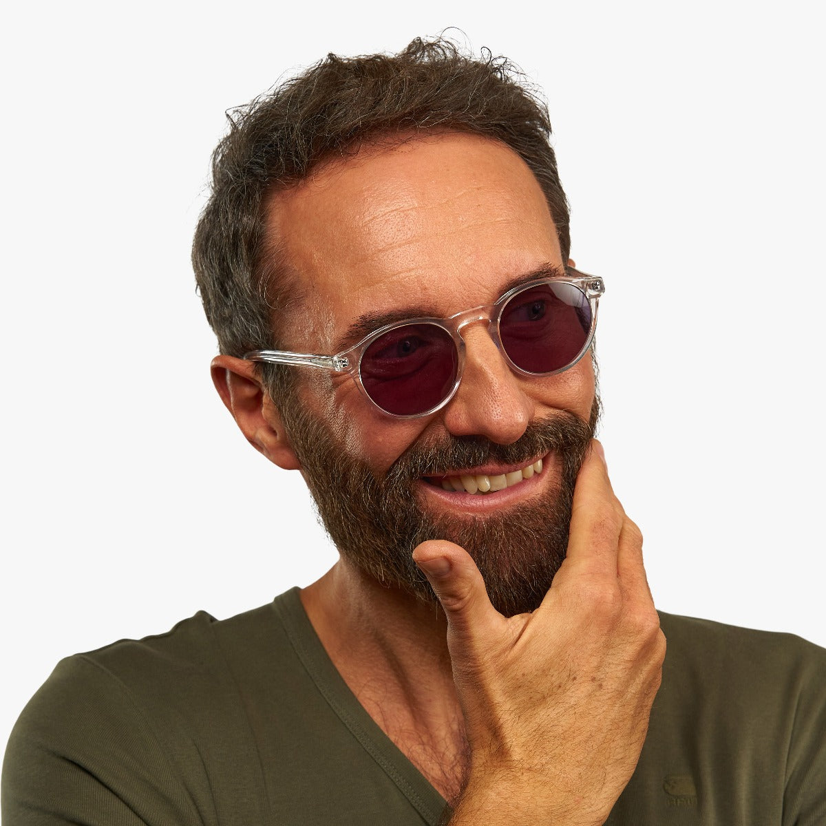 Luxreaders stylish Men's Trondheim Crystal White Sunglasses. Made from Acetate in a Round shape.