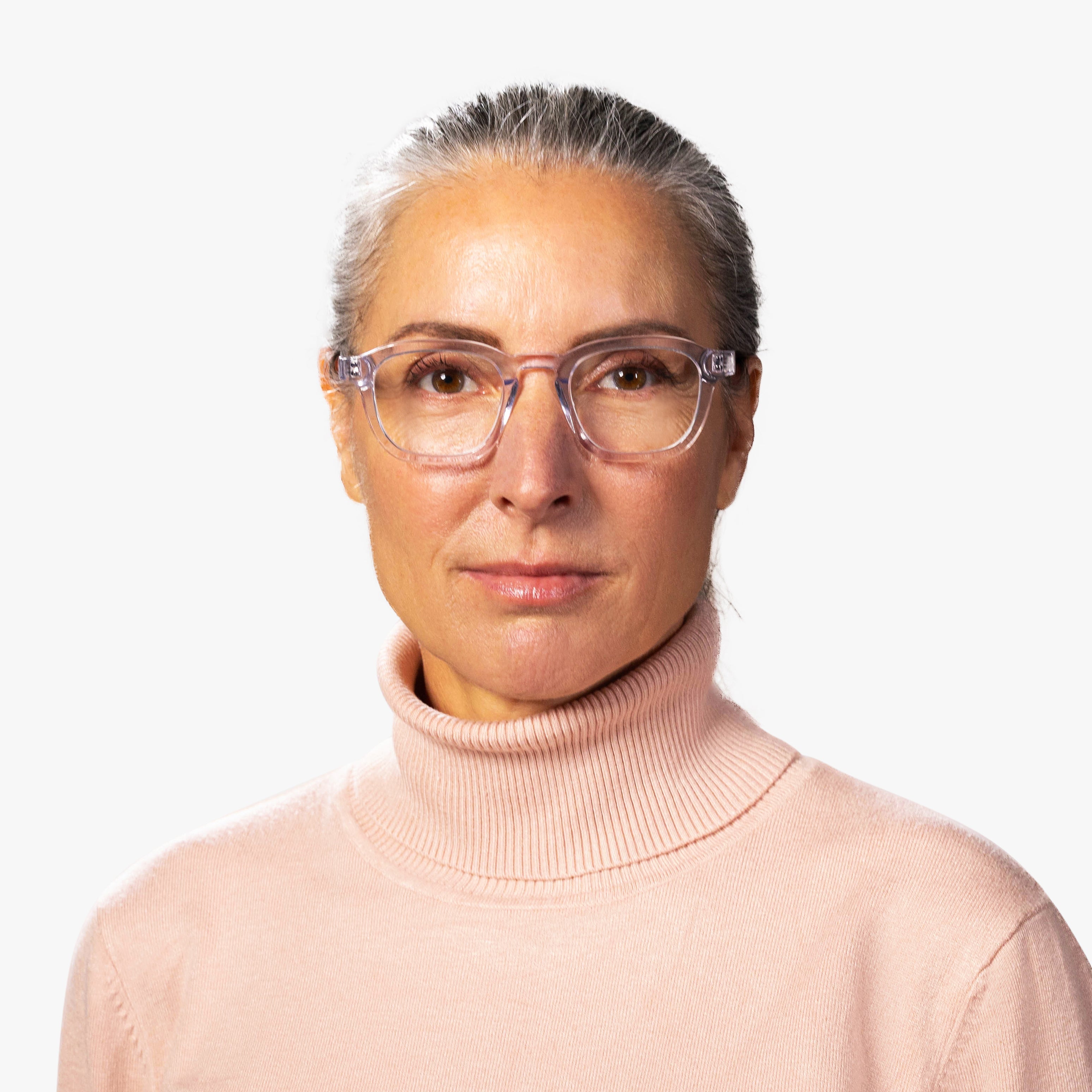 Luxreaders stylish Reykjavik Crystal White Reading glasses. Made from Bio-acetate in a Square shape.