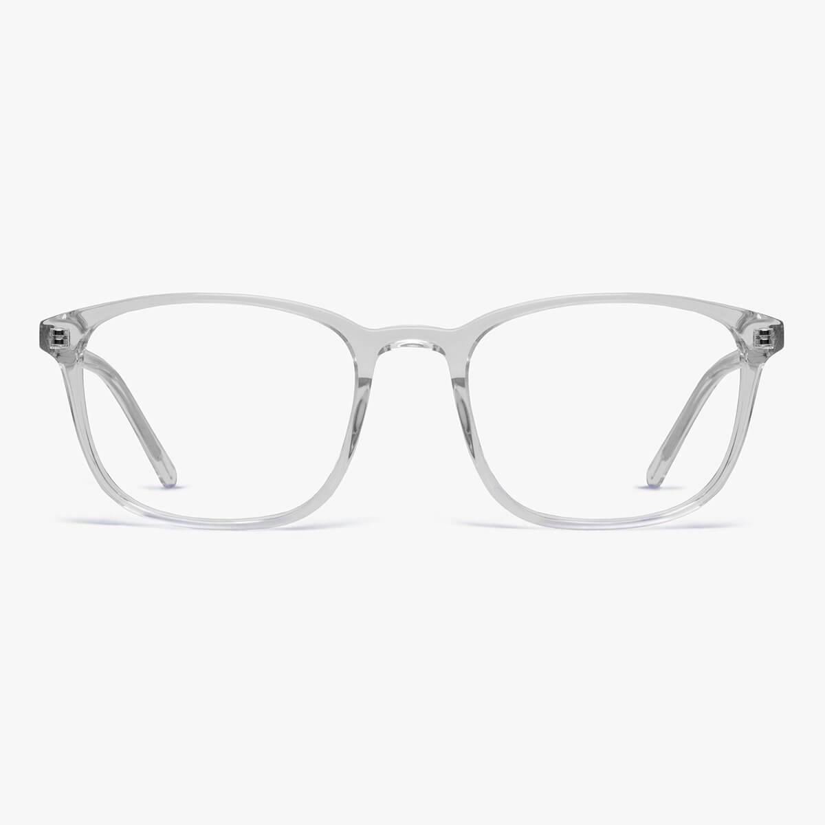 Luxreaders stylish Ebeltoft Crystal White Blue light glasses. Made from Acetate in a Square shape.