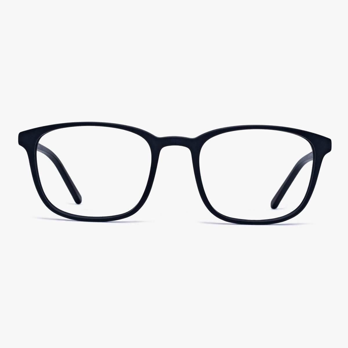 Luxreaders stylish Men's Ebeltoft Black Blue light glasses. Made from Acetate in a Square shape.