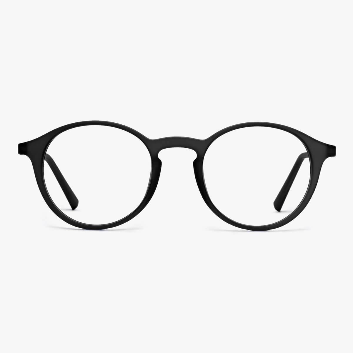 Luxreaders stylish Women's Læsø Black Reading glasses. Made from Rubber in a Round shape.