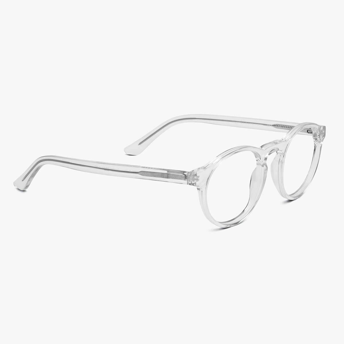 Luxreaders stylish Trondheim Crystal White Reading glasses. Made from Acetate in a Round shape.