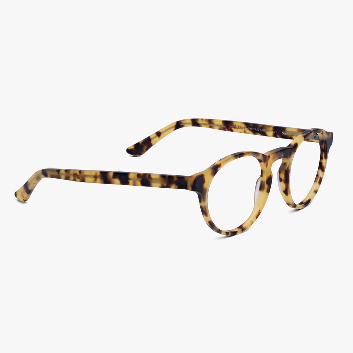 Luxreaders stylish Women's Trondheim Light Turtle Blue light glasses. Made from Acetate in a Round shape.