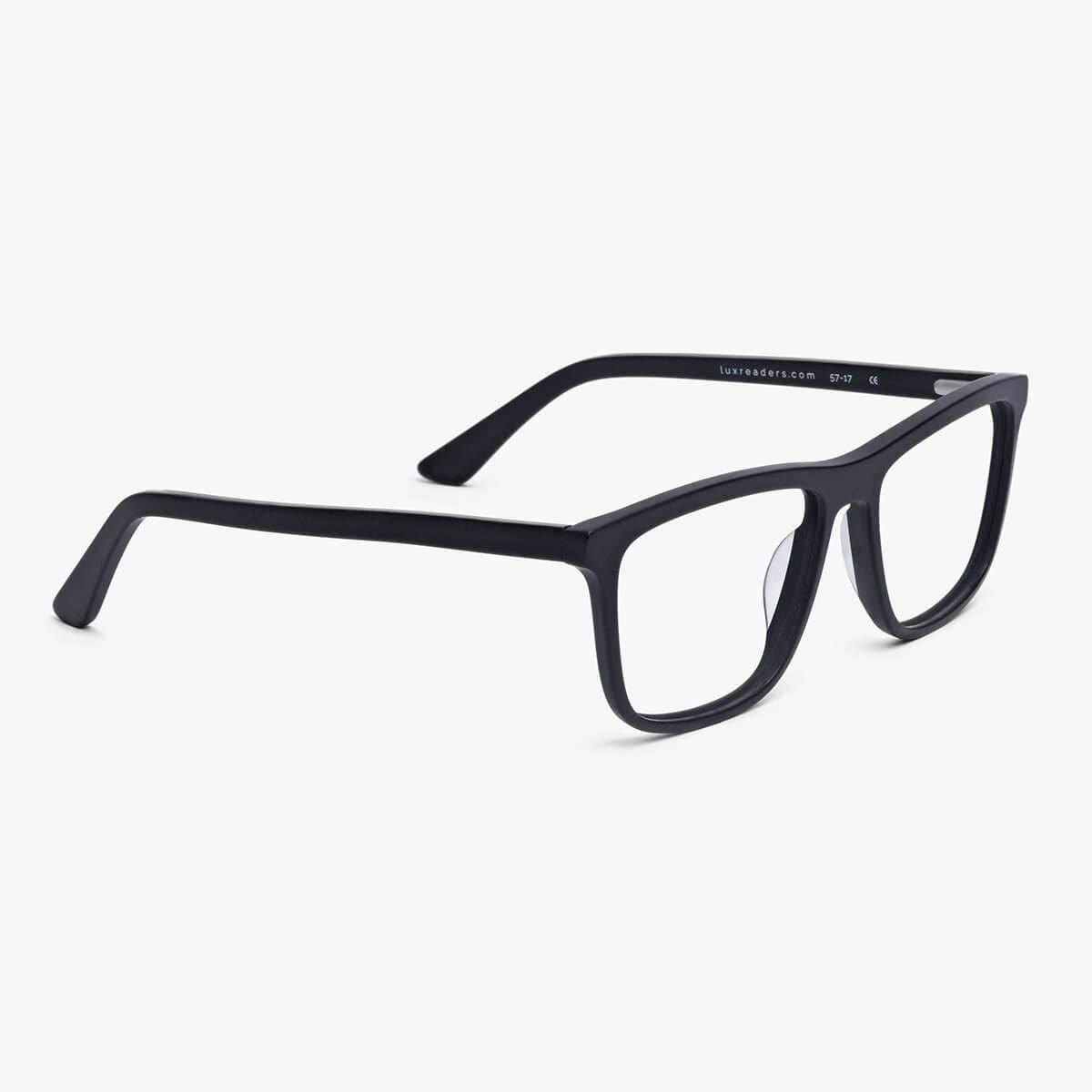 Luxreaders stylish Men's Oslo Black Reading glasses. Made from Acetate in a Square shape.