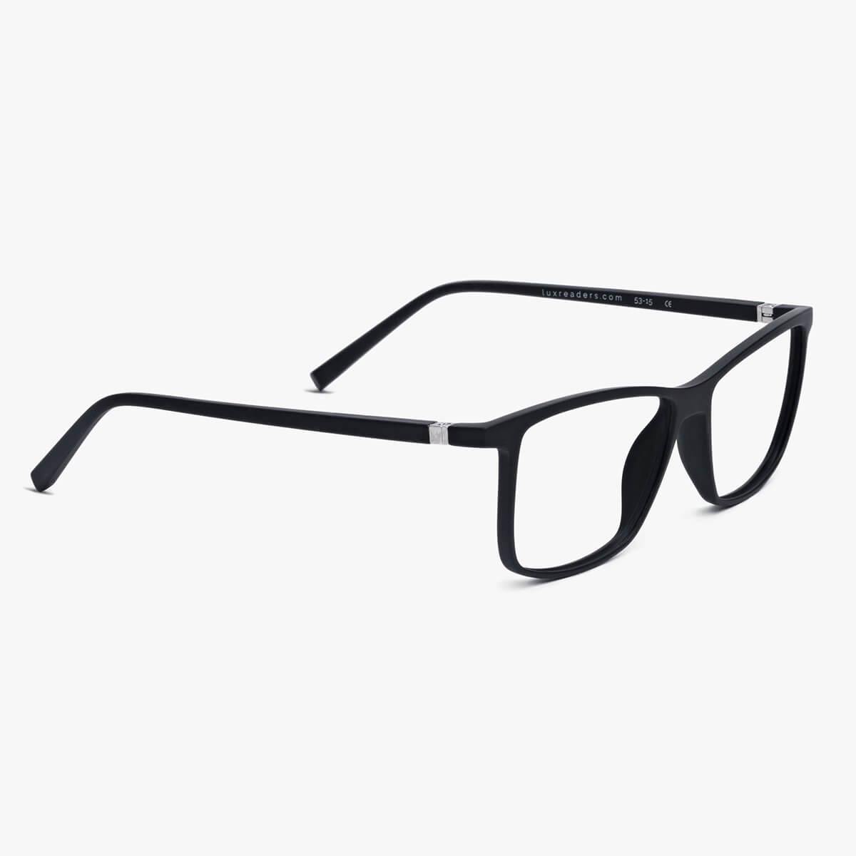 Luxreaders stylish Men's København Black Blue light glasses. Made from Rubber in a Square shape.