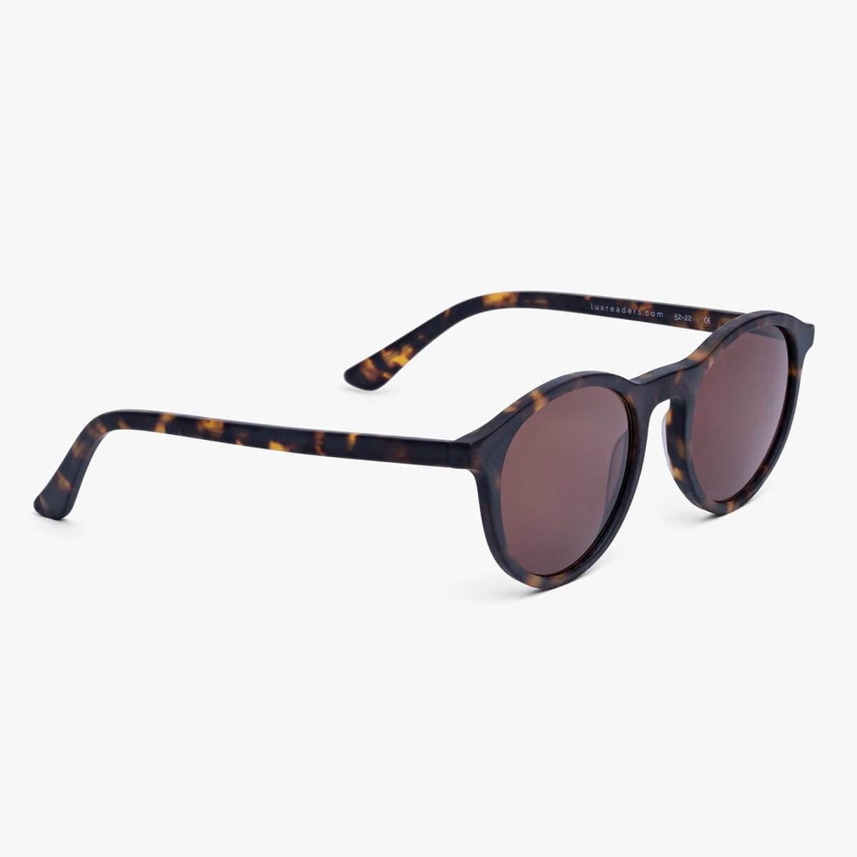 Luxreaders stylish Women's Løkken Dark Turtle Sunglasses. Made from Acetate in a Round shape.