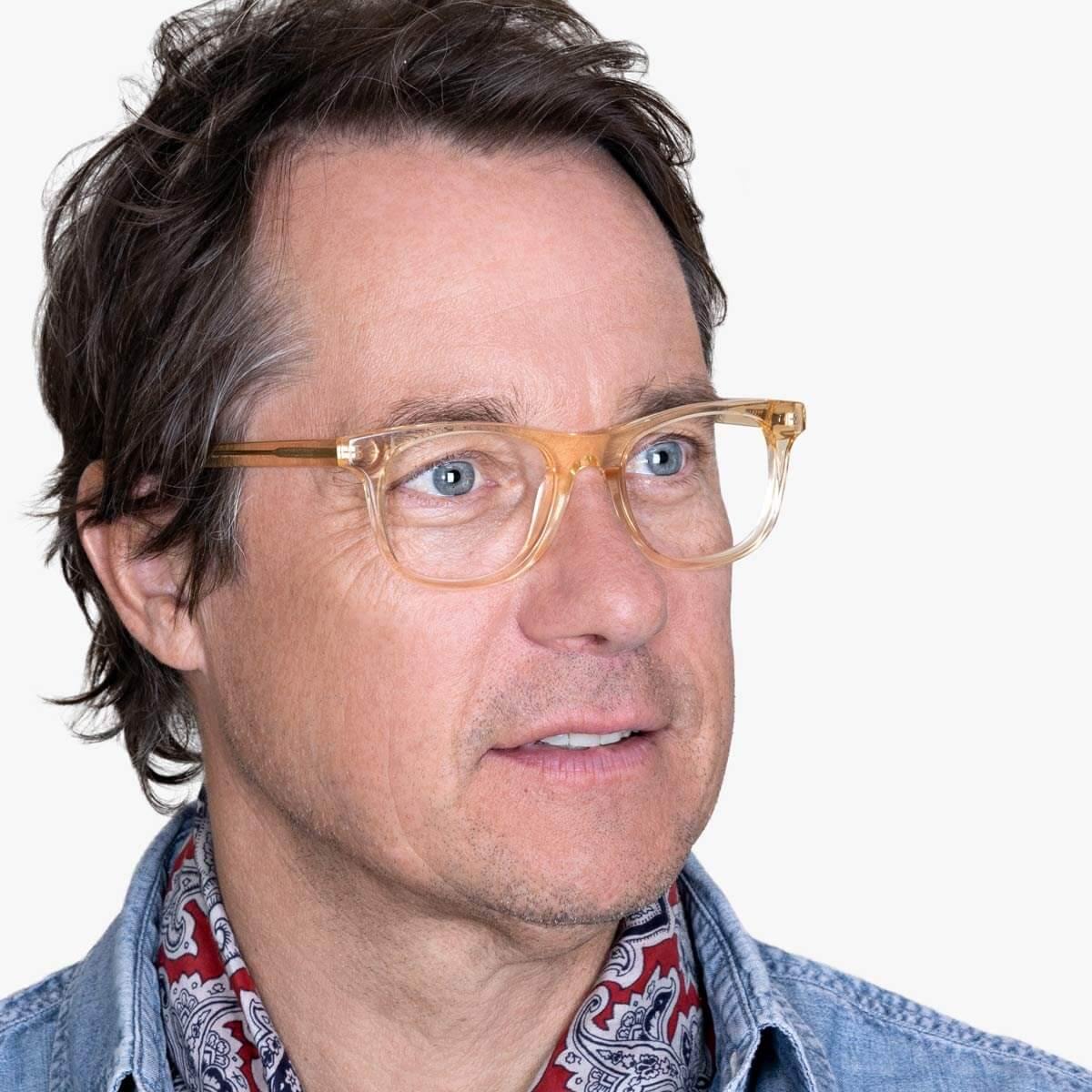 Luxreaders stylish Men's Malmö Crystal Lemon Reading glasses. Made from Acetate in a Square shape.