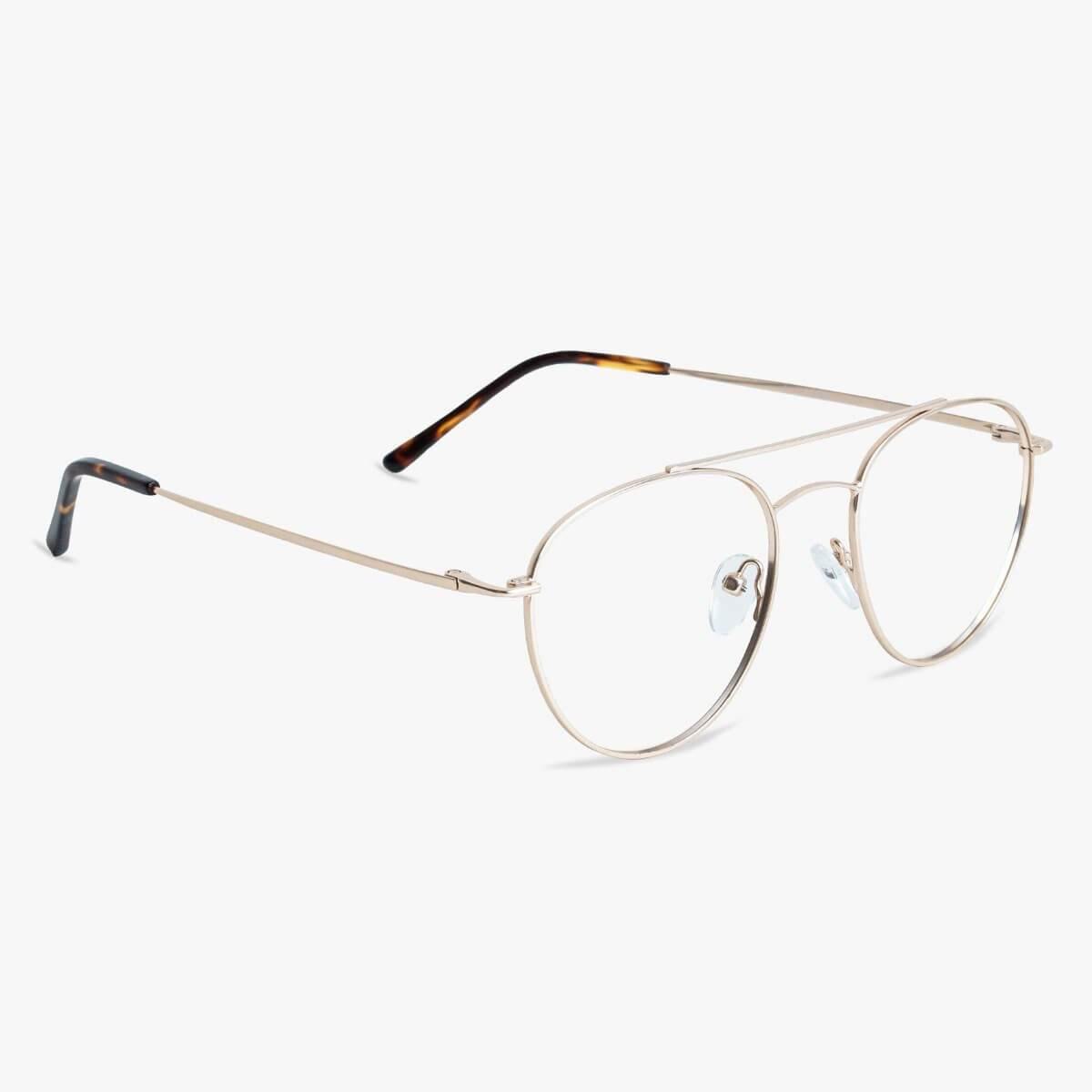 Göteborg Gold thin metal aviator glasses with clear lenses