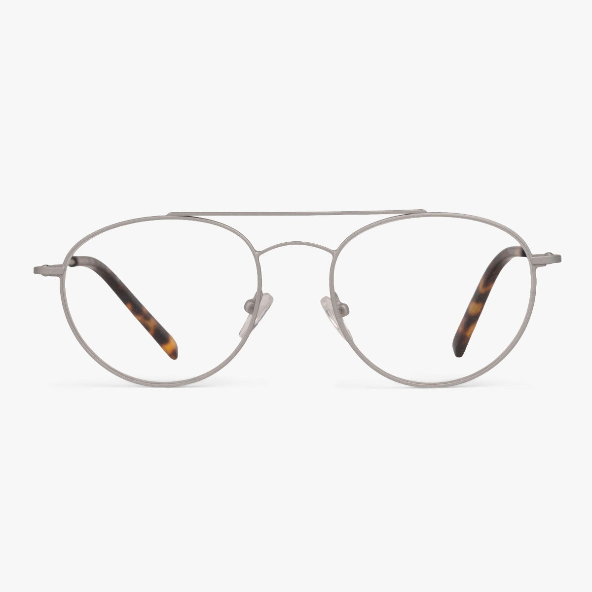 Göteborg Steel aviator-style glasses with silver frame and tortoiseshell temples