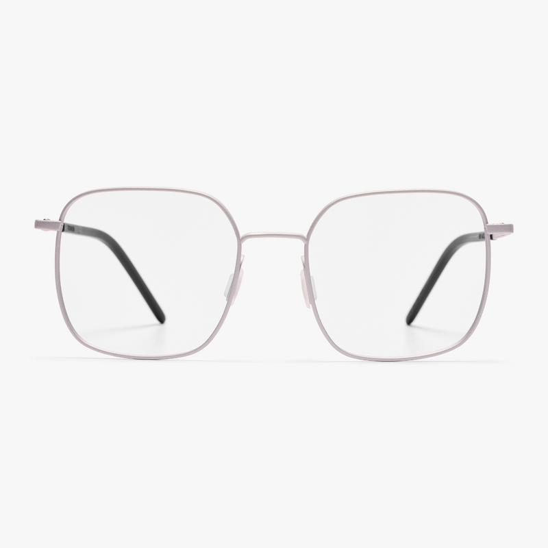 Square metal reading glasses with thin silver frame