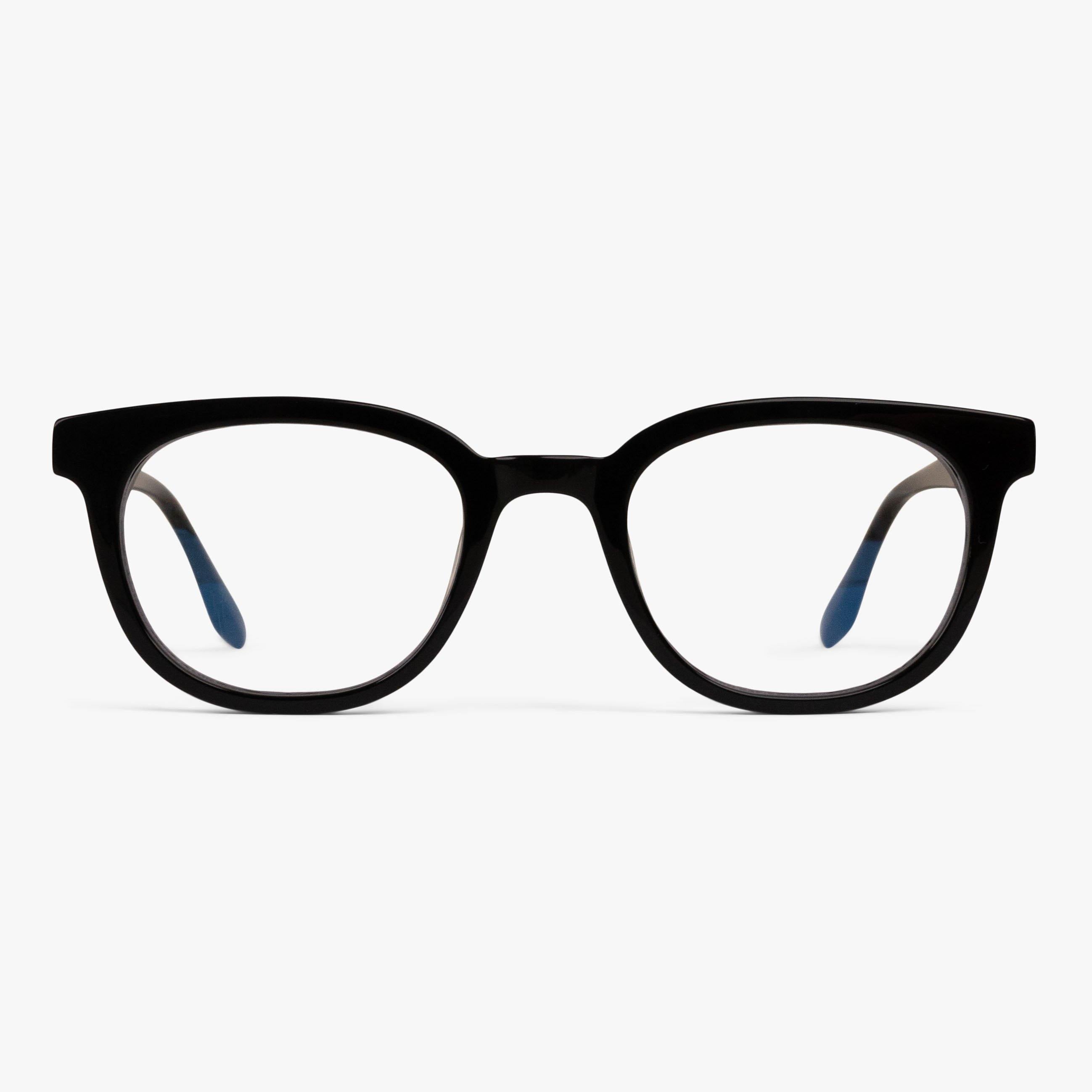 Men's Borås Black square-frame glasses with black finish and blue temple tips