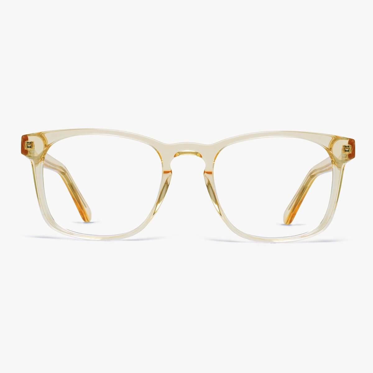 Men's Bornholm Crystal Lemon reading glasses with transparent yellow frame
