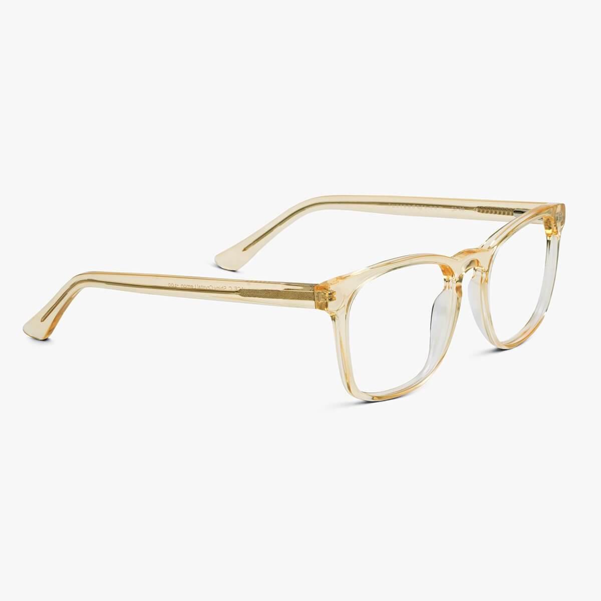 Men's crystal lemon square glasses with a sleek design