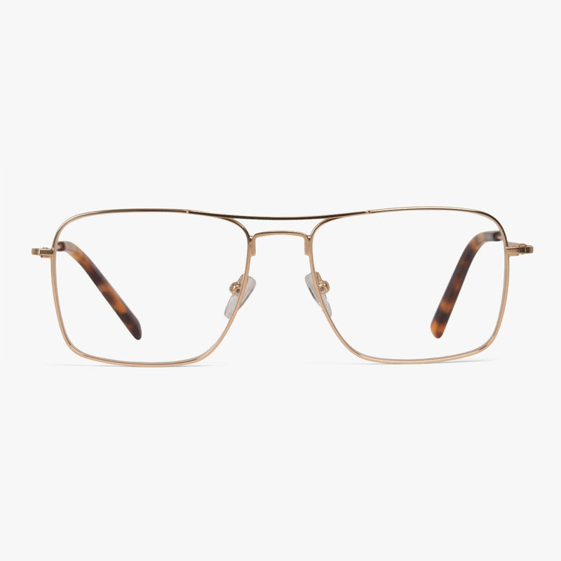 Men's Lidköping Gold aviator reading glasses with gold frame and tortoiseshell temples