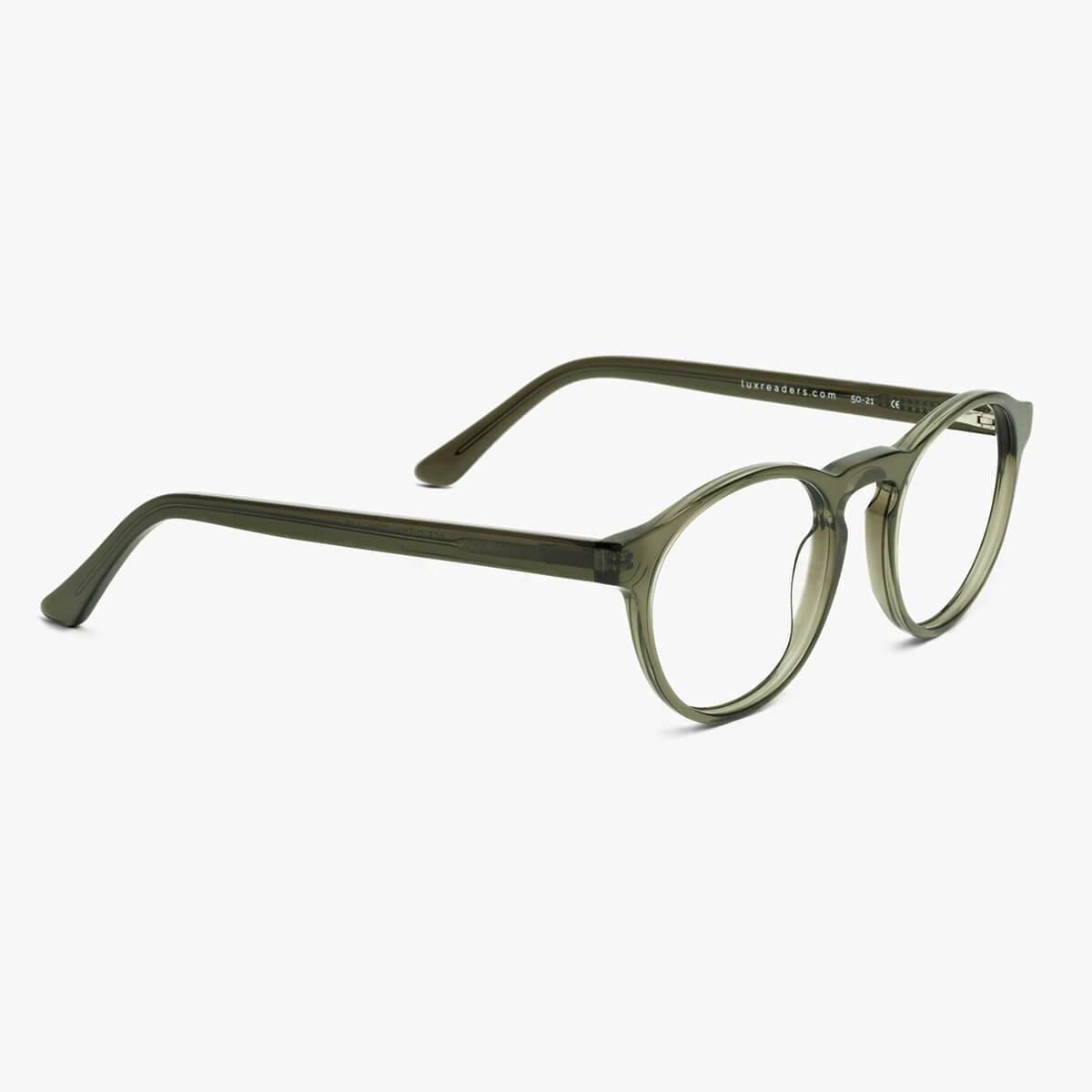 Men's Trondheim shiny olive round glasses by Luxreaders