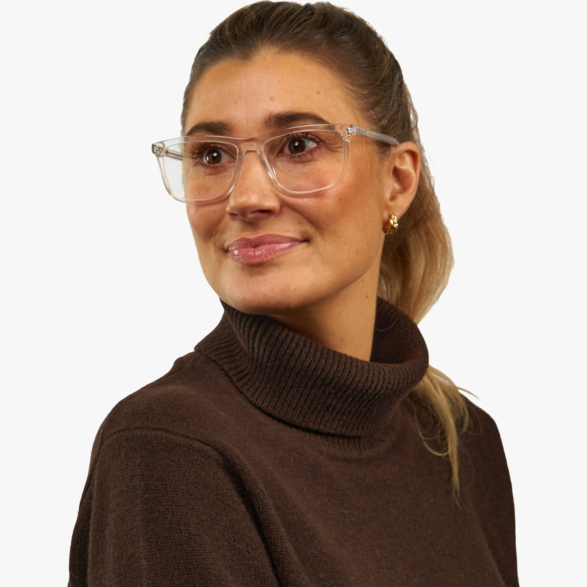 Person wearing Oslo Crystal White reading glasses