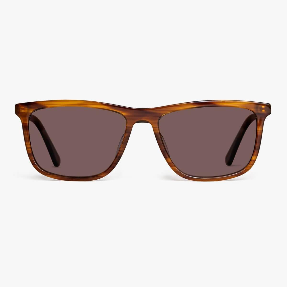 Luxreaders stylish Oslo Shiny Walnut Sunglasses. Made from Acetate in a Square shape.