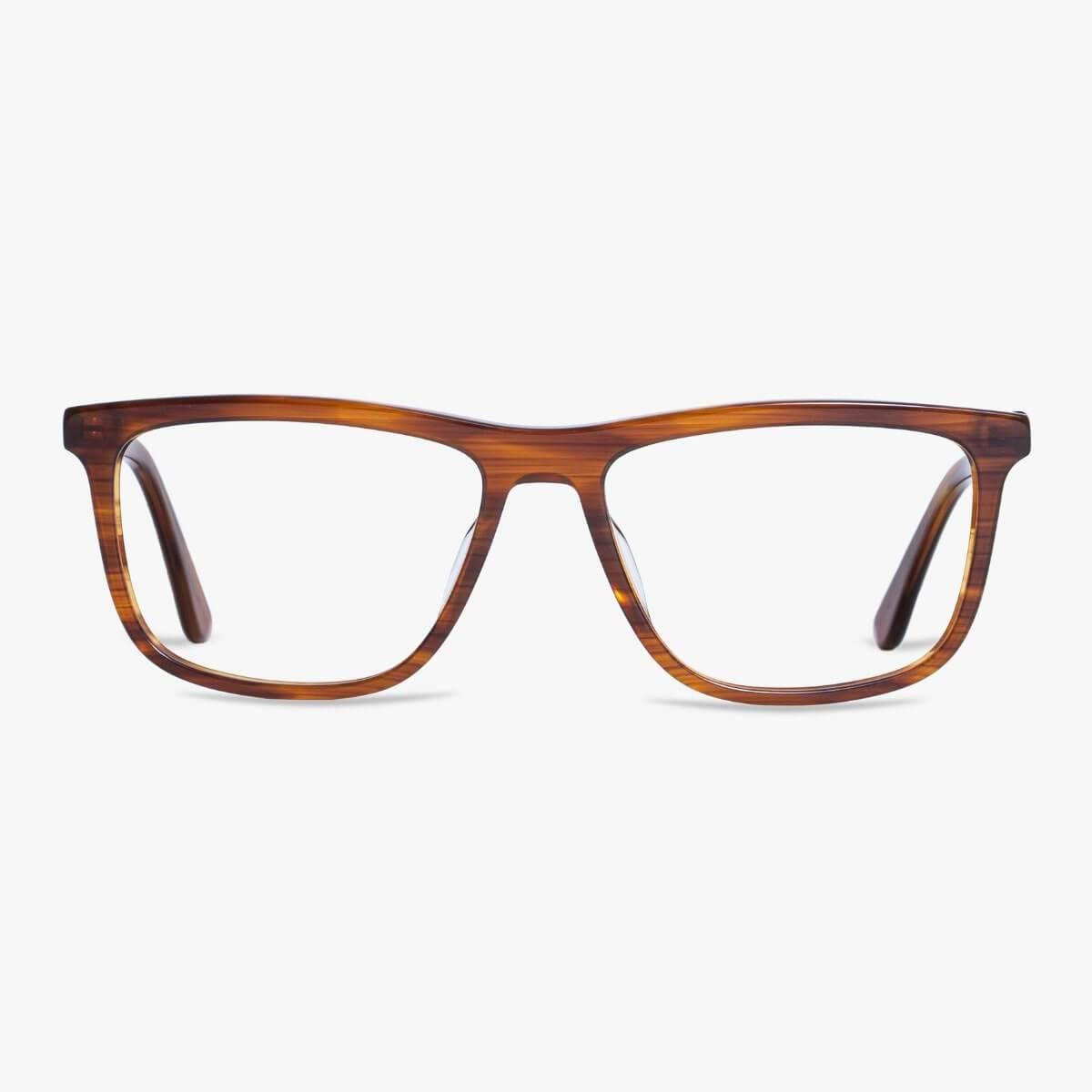 Luxreaders stylish Women's Oslo Shiny Walnut Reading glasses. Made from Acetate in a Square shape.