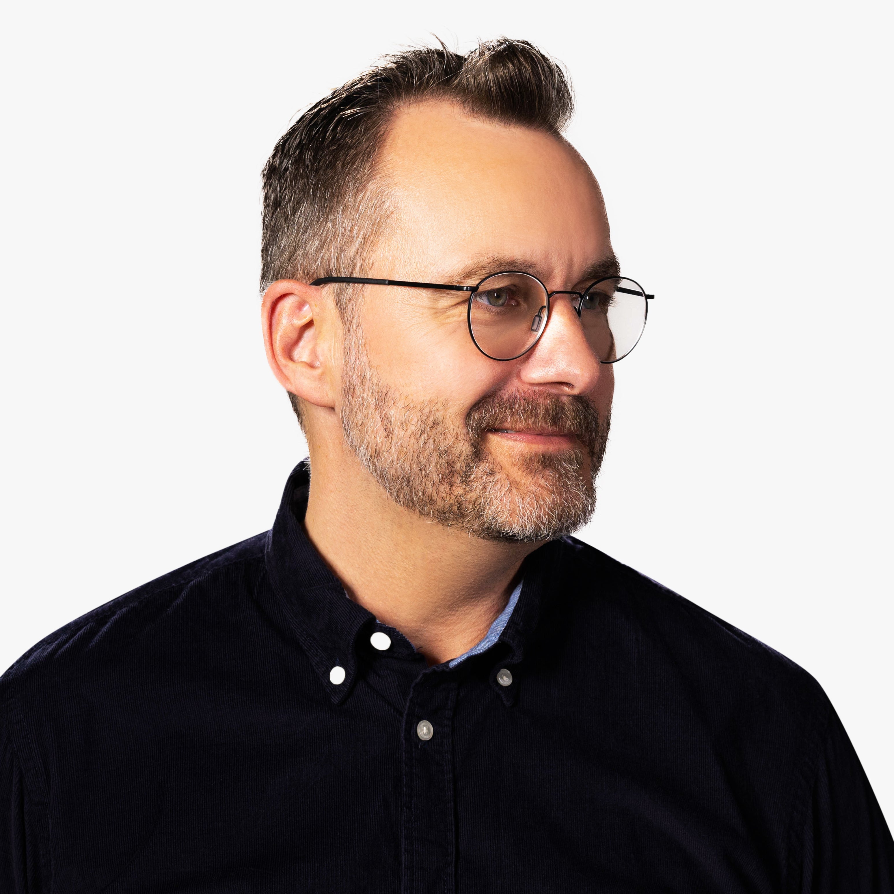 Person wearing Silkeborg Black glasses with thin frames