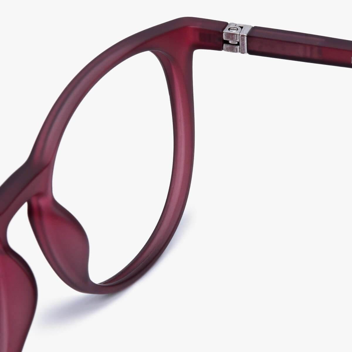 Stockholm Red glasses with deep red semi-transparent frame and silver hinge