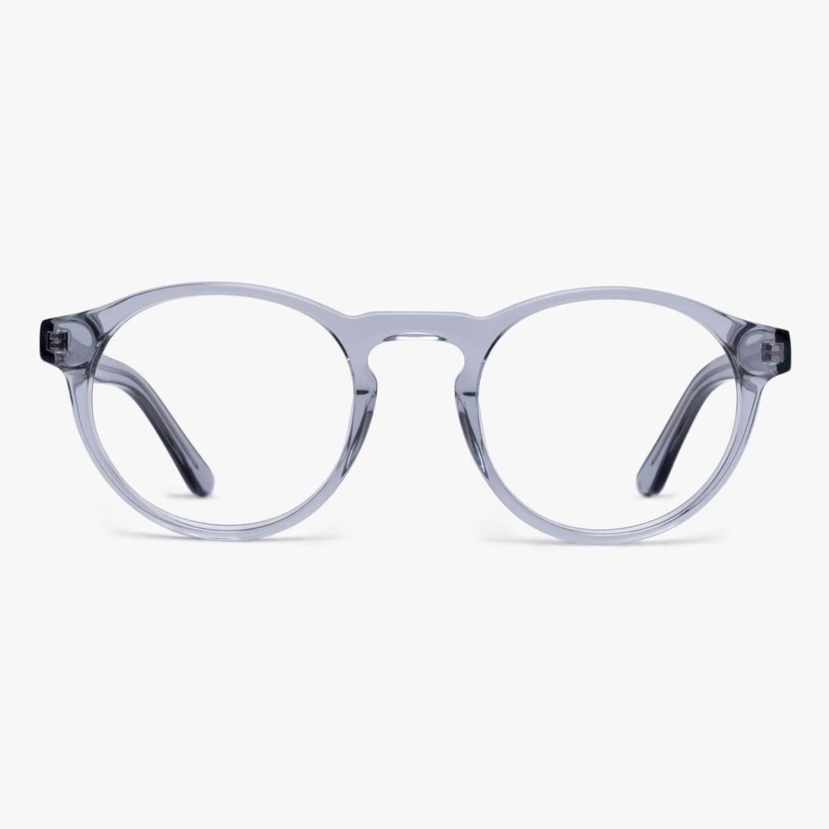 Round crystal grey glasses with transparent frame