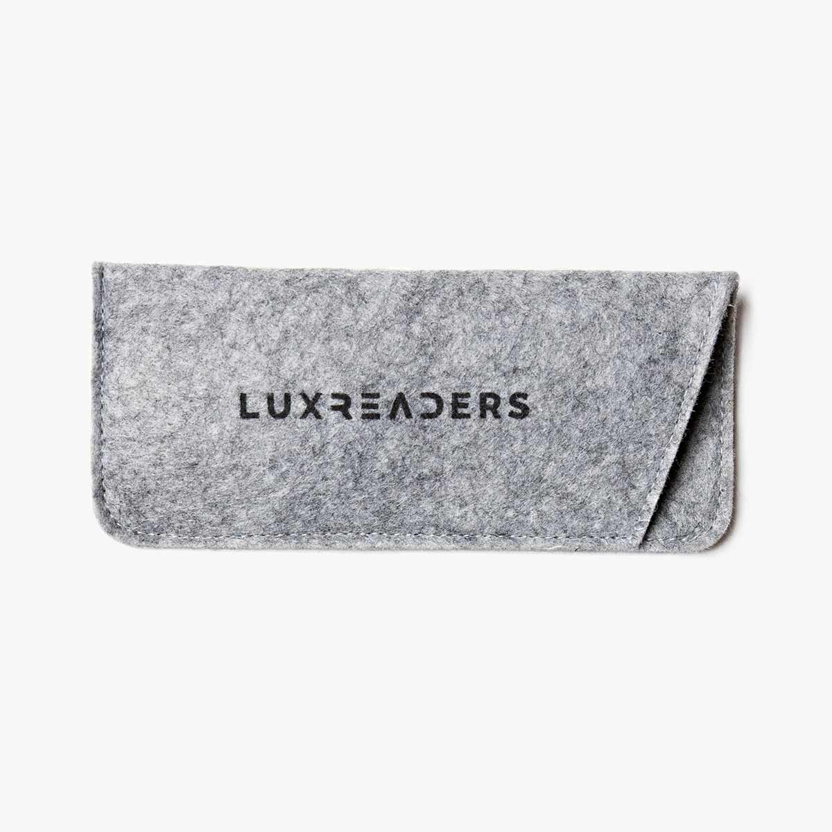 Luxreaders grey felt glasses case