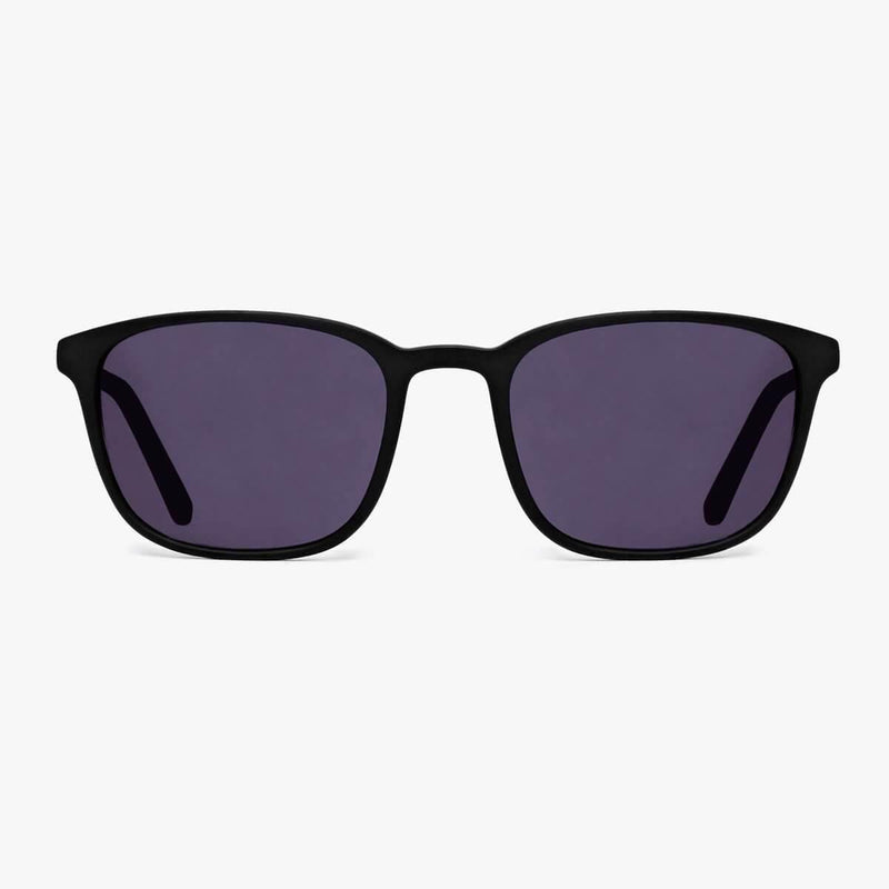 Women's Ebeltoft Black square sunglasses with black frames and dark lenses