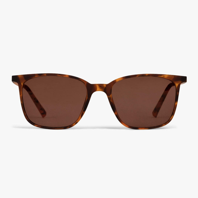 Tortoise shell square sunglasses with brown lenses