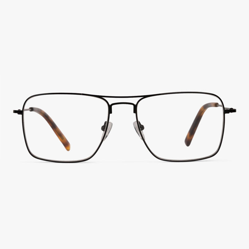 Women's Lidköping Black square glasses with black metal frame and tortoise temples