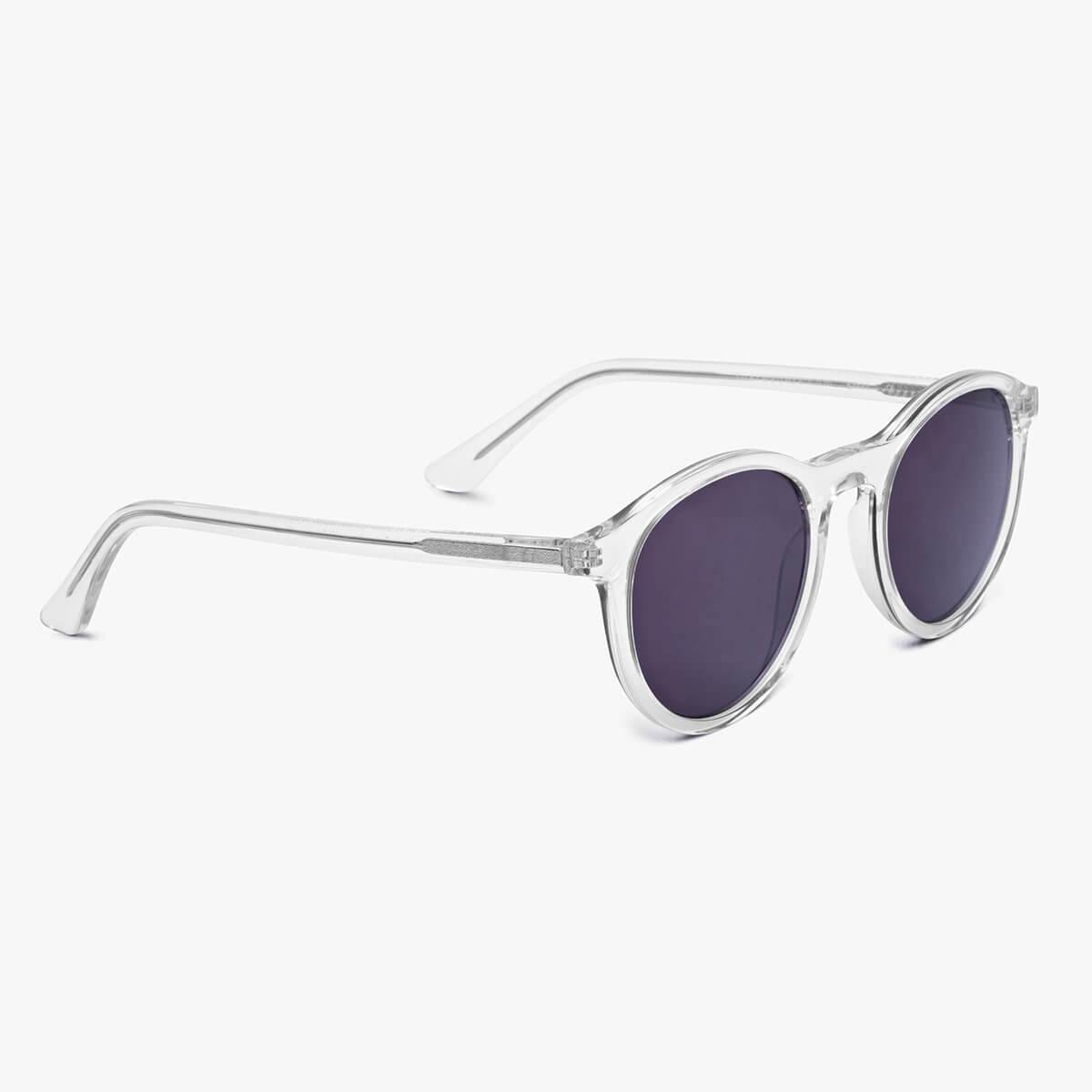 Women's Løkken Crystal White round sunglasses with transparent frames